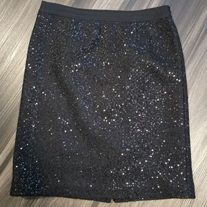 BODEN Sequin Pencil Skirt, Black, Size 10R